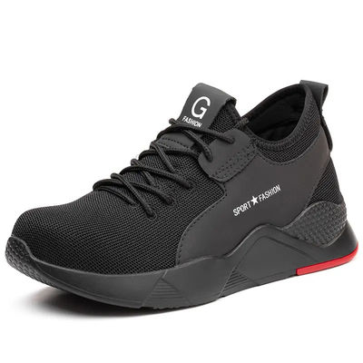 kaufen Schwarze Männer Casual Steel Toe Arbeitsschuhe, Sportsicherheitsschuhe mit gestricktem Stoff Oberteil online manufacture