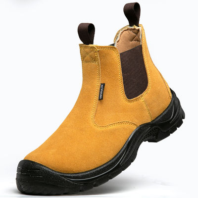 kaufen Wasserdichte Stahlfußkappe Chelsea Stiefel Männer Gelbe Arbeitsstiefel online manufacture