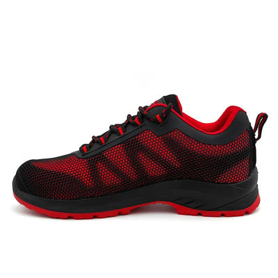 kaufen KPU Atemberaubende Mesh-Arbeitsschuhe S3 rutschfeste Stahlfußschuhe Schwarz Rot online manufacture