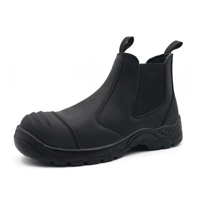 kaufen Schwarze Chelsea Arbeit Stiefel Männer Stahl Fuß Fuß Ingenieur Stiefel Crazy Horse Leder online manufacture
