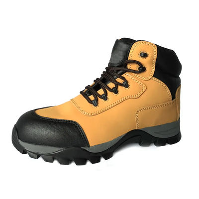 kaufen Nubuck-Leder-Sicherheits-Arbeitsschuhe Schlittschutz-Schuhe mit Gummisohle Gelb online manufacture