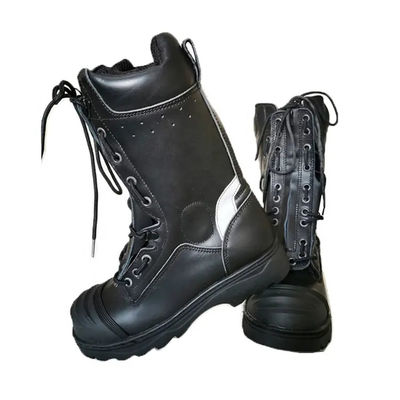 kaufen Langlebige Sicherheitsschuhe für Feuerwehrleute Schwarze Feuerwehrleute Stahlfußschuhe für Feuerlöscher online manufacture