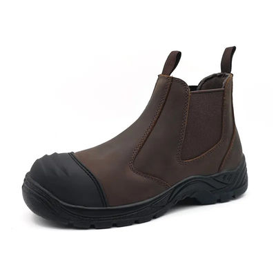 kaufen Braune echte Lederstiefel Chelsea Wasserdichte Arbeitsschuhen ohne Spitze online manufacture