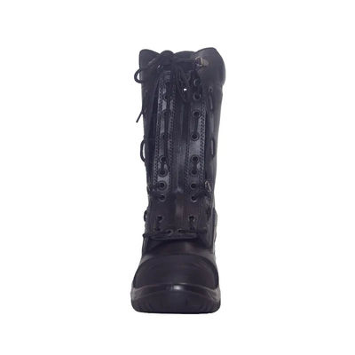 kaufen Schwarzes Leder Feuerwehrstiefel Wärmedämmung Feuerwehrstiefel Stahl Zeh reflektieren Streifen online manufacture