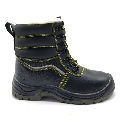 kaufen Männer schwarze Leder-Stahl-Zehen-Stiefel Anti-Punktur-Hoch-Top-Sicherheitsstiefel für den Winter online manufacture