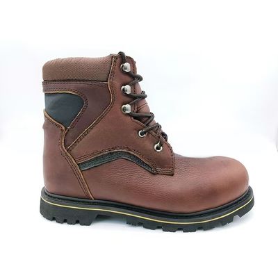 kaufen High Top Stahl Zehen Kappe Stiefel Braun Kuhleder Stiefel für Männer online manufacture