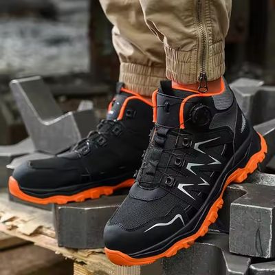 kaufen Orange Mikrofaser-Schuhen für Männer Sicherheitsschuhe Stahl-Zehen Kevlar Mittelsohl Anti-Schlag Arbeitsschuhe online manufacture