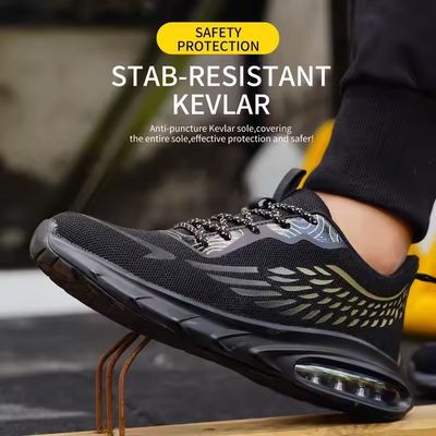 kaufen Industriearbeit Flyknit Sicherheitsschuhe mit Luftpolstersohle und Kevlar-Zwischensohle online manufacture