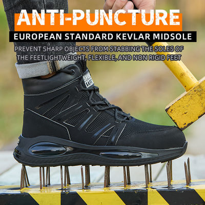 kaufen Sicherheitsarbeit Stiefel Fliegende Strick-Sicherheitsstiefel Kevlar Luftkissen Sohle Arbeitsschuhe online manufacture