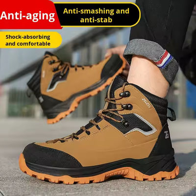 kaufen Braune / Grüne / Schwarze OEM Sicherheits-Arbeitsstiefel Mikrofaserleder Stahlkappe Kevlar-Zwischensohle Arbeitsschuhe Gummisohle online manufacture