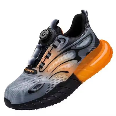 kaufen Summer BOA Rotating Button Work Shoes KPU Flying Knit Comfortable Safety Shoes Kevlar Anti-stab TPU Popcorn Shoe Sole Work Shoes online manufacture