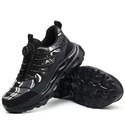 kaufen Black BOA Rotating Button Work Shoes Flying Knit TPU Safety Shoes Kevlar Anti-stab EVA Sole Work Shoes online manufacture