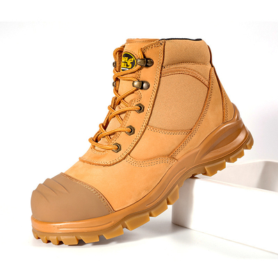 kaufen OEM Weizen Nucuck Sicherheitsstiefel Stahlkappe Stahlzwischensohle Sicherheitsschuhe PU+TPU Sohle Arbeitsschuhe Sicherheitsstiefel online manufacture