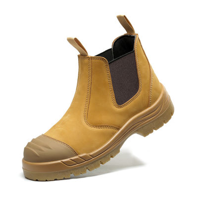 Stahl Tip Chelsea Sicherheitsschuhe Braune Kuh Split Leder Schuhe für Männer