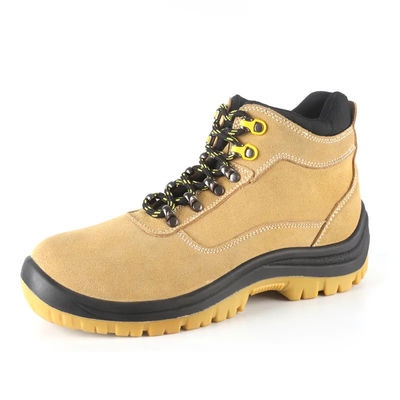 Gelbe Sicherheitsschuhe für Industriezweige Nubuck Leder Stahlfuß Fuß Waldschuhen Anti-statisch