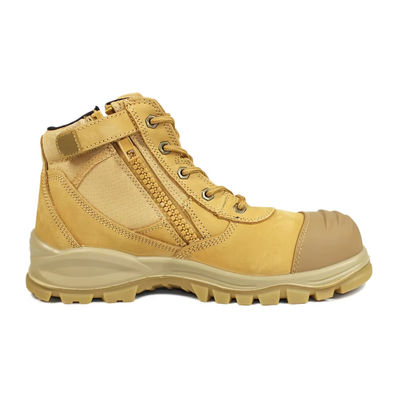 Nubuck Leder Zip Side Schnürsenkel Anti-Slip TPU Aussohle Stahl Zeh Wanderschuhe