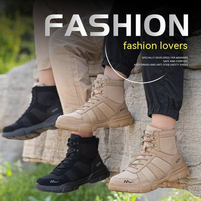 Sicherheitsarbeit Stiefel Mikrofiber Männer Sicherheitsstiefel Stahl Fuß Kevlar Mittelsöhle Anti-Schlag Gummi Arbeitsstiefel