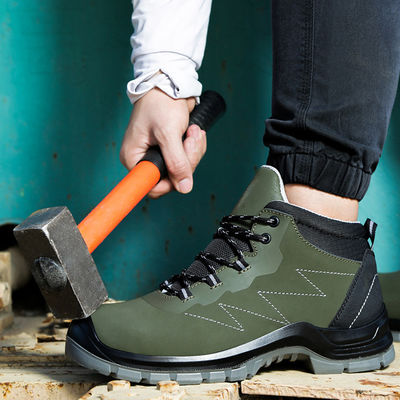 OEM Sicherheits-Arbeitsstiefel Echtes Leder Sicherheitsschuhe Antistatisch Stahlplatte Zwischensohle Arbeitsschuhe PU-Sohle Sicherheitsschuhe