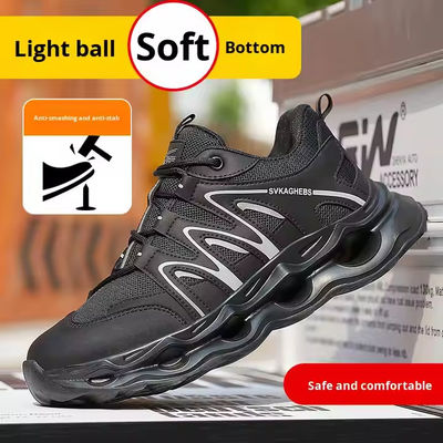 Atmungsaktive Mikrofaser-Leder-Mesh-Sicherheitsschuhe Kevlar Anti-Stich Arbeitschuhe Stahlkappe Anti-Quetsch EVA-Sohle