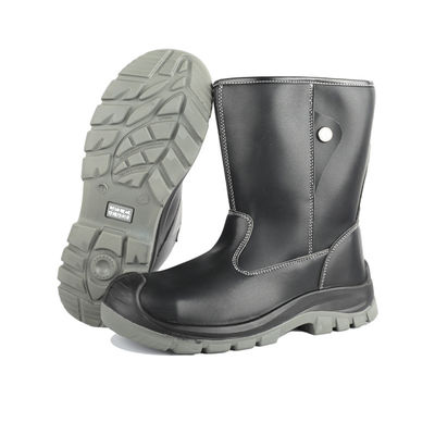 OEM-Schwarze Mikrofiberleder Sicherheitsschuhe mit EN-Standard-Stahlzehen und punktionsbeständiger Mittelsohle